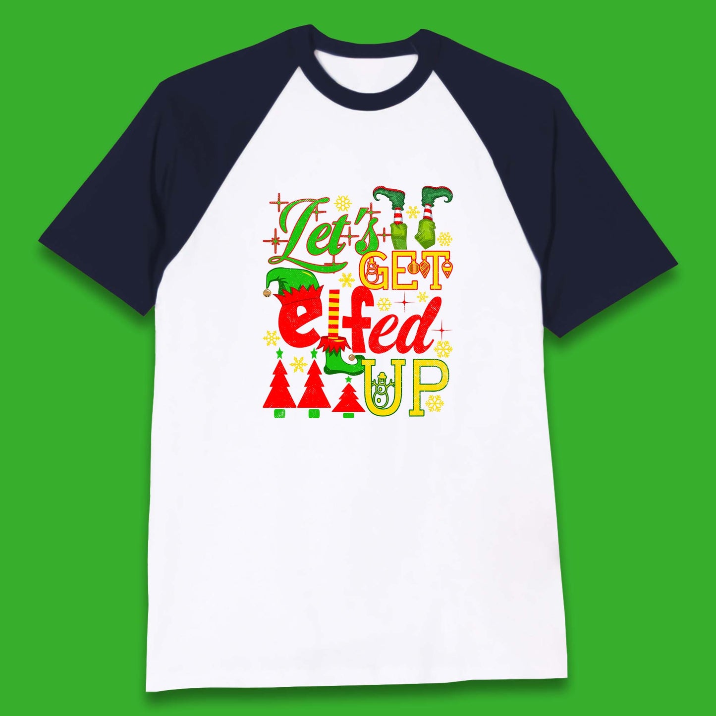 elf christmas baseball t shirt