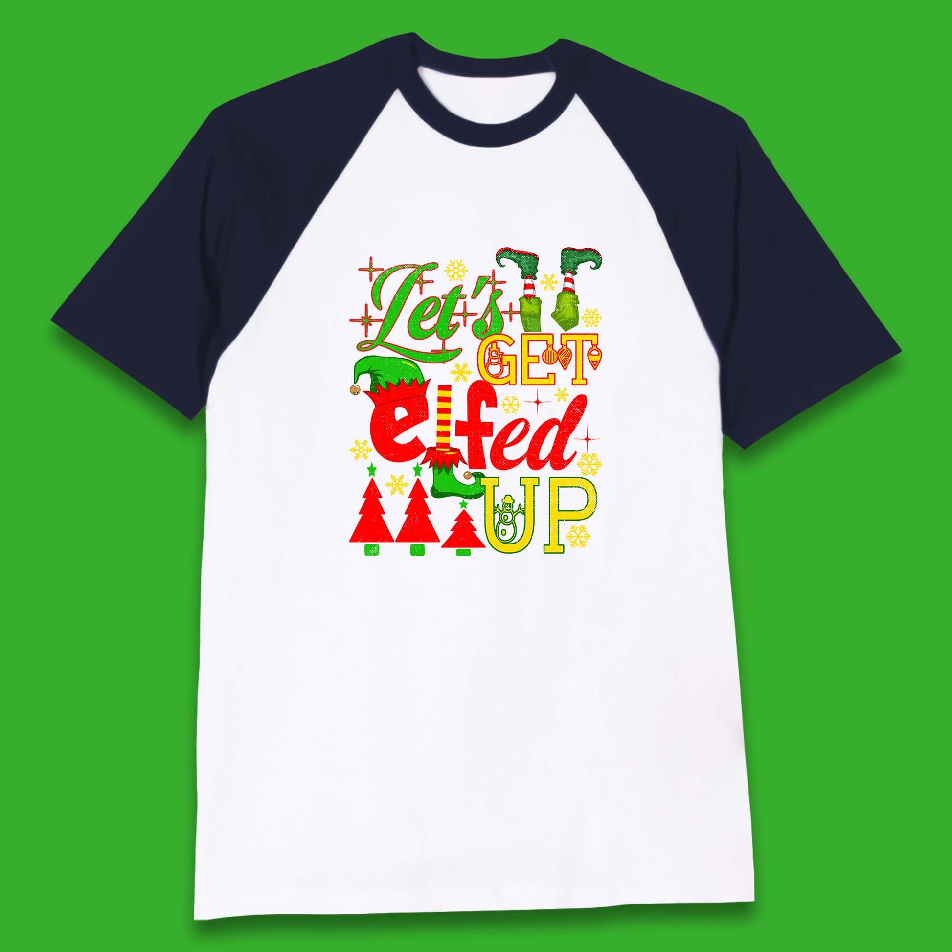 elf christmas baseball t shirt
