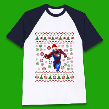 Iron Spider Man Suit Christmas Baseball T-Shirt