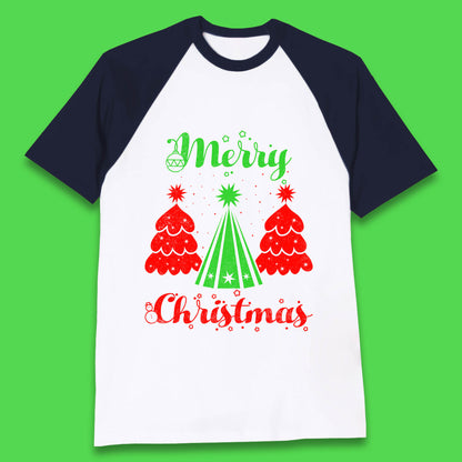 merry christmas tree baseball t shirt