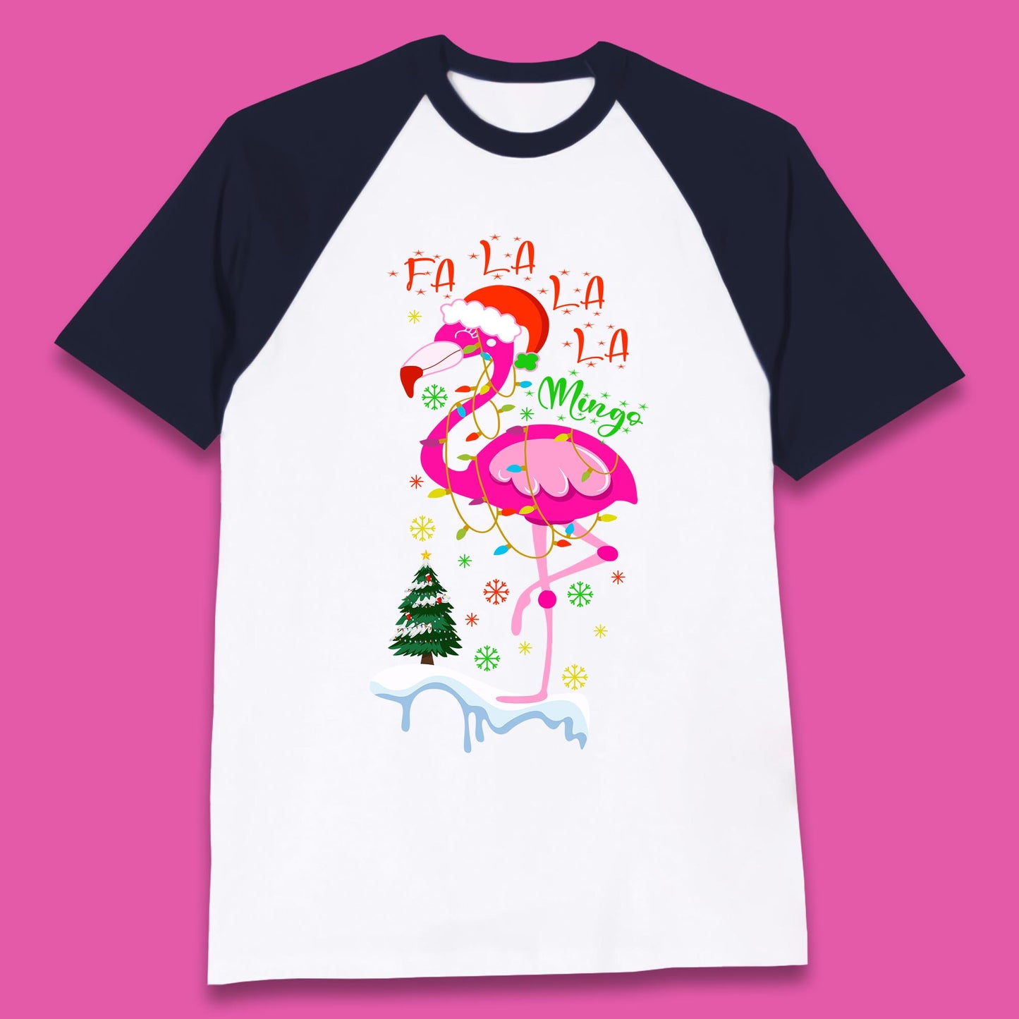 flamingo christmas baseball t shirt