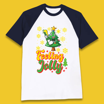 feeling jolly christmas beer baseball t shirt