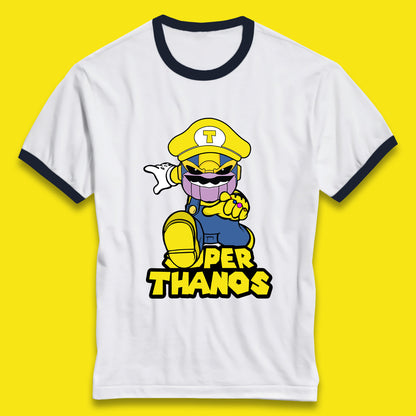 Super Thanos Marvel Infinity Gauntlet Super Mario Spoof Marvel Nintendo Game Series Wario Thanos Fictional Character Ringer T Shirt