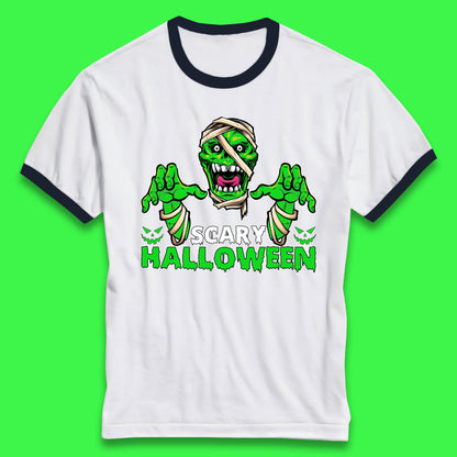 Scary Halloween Skull Zombie Mummy Horror Monster Zombie Hands Scary Vibes Ringer T Shirt