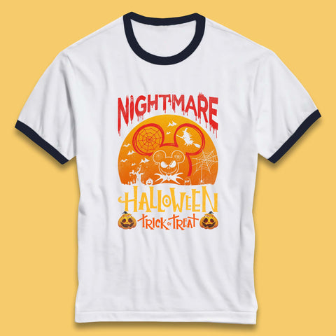 Halloween Nightmare Disney Mickey Mouse Jack Skellington The Nightmare Before Christmas Ringer T Shirt