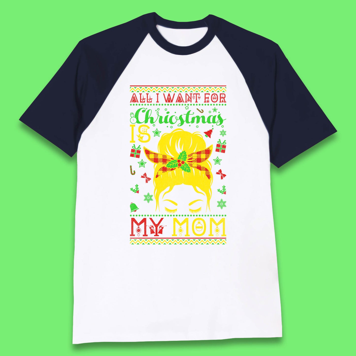 mom christmas baseball t shirt