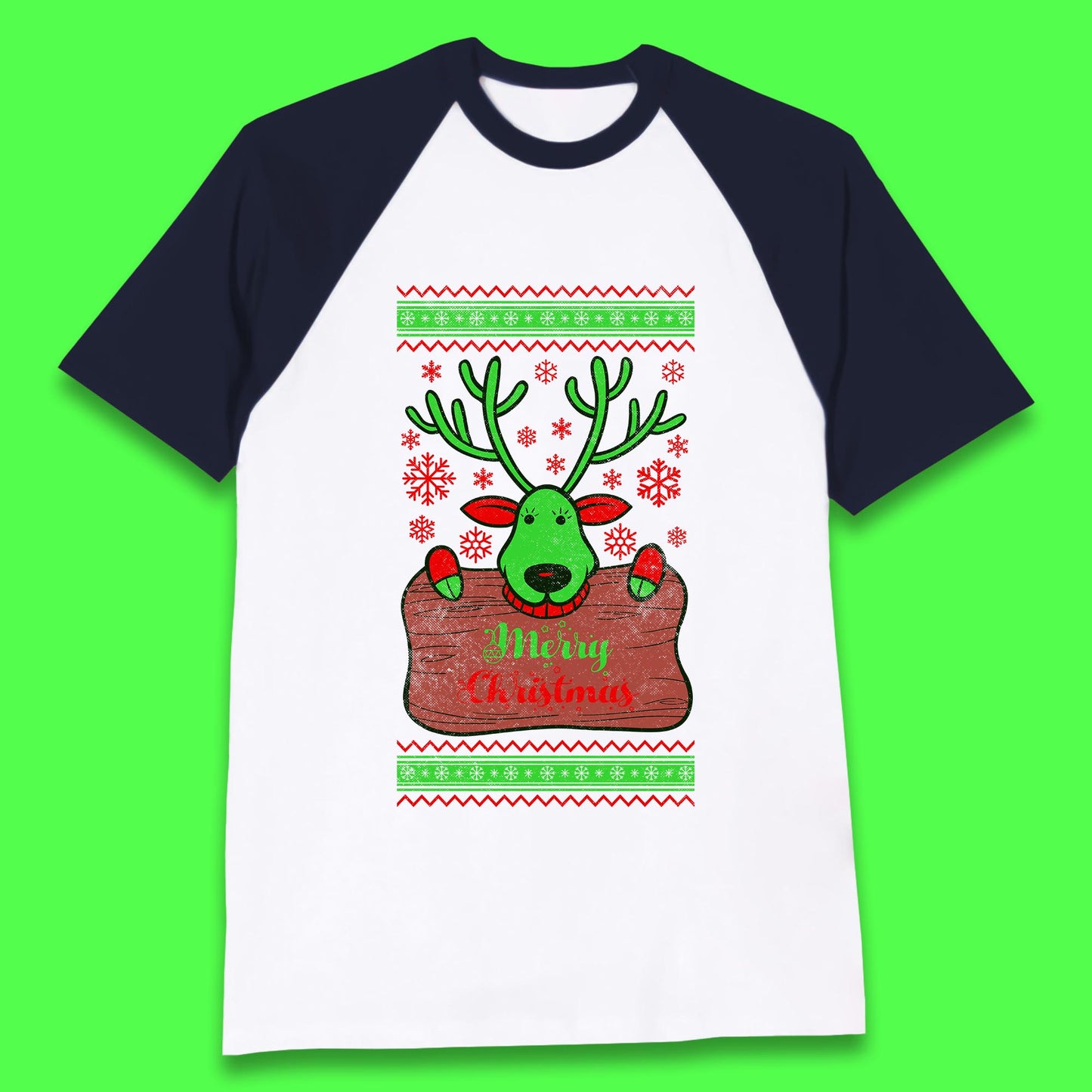 merry christmas reindeer baseball t shirt