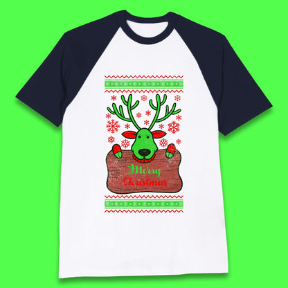 merry christmas reindeer baseball t shirt