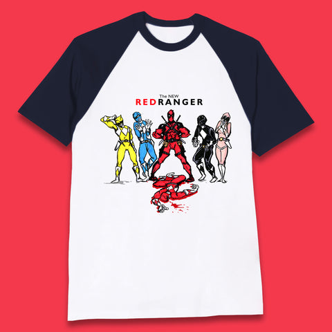 The New Red Ranger Deadpool (Marvel Comics) Vs Red Ranger (Power Rangers) Superhero Baseball T Shirt