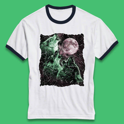 Three Wolf Howling At Moon Wild Free Wolves Three Wolf Dog Animal The Mountain Ringer T Shirt