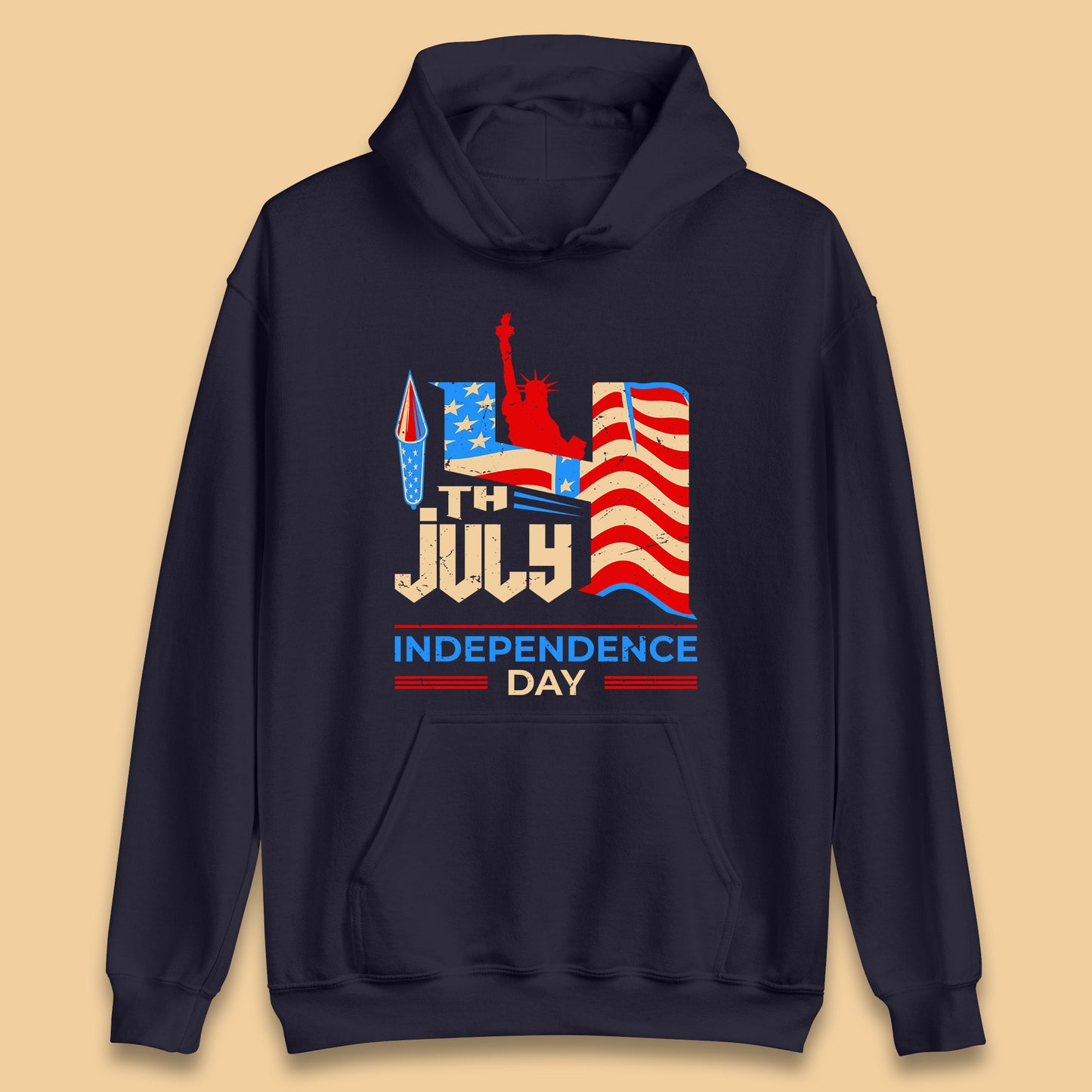 Statue Of Liberty 4th July USA Independence Day Celebration Fireworks Unisex Hoodie