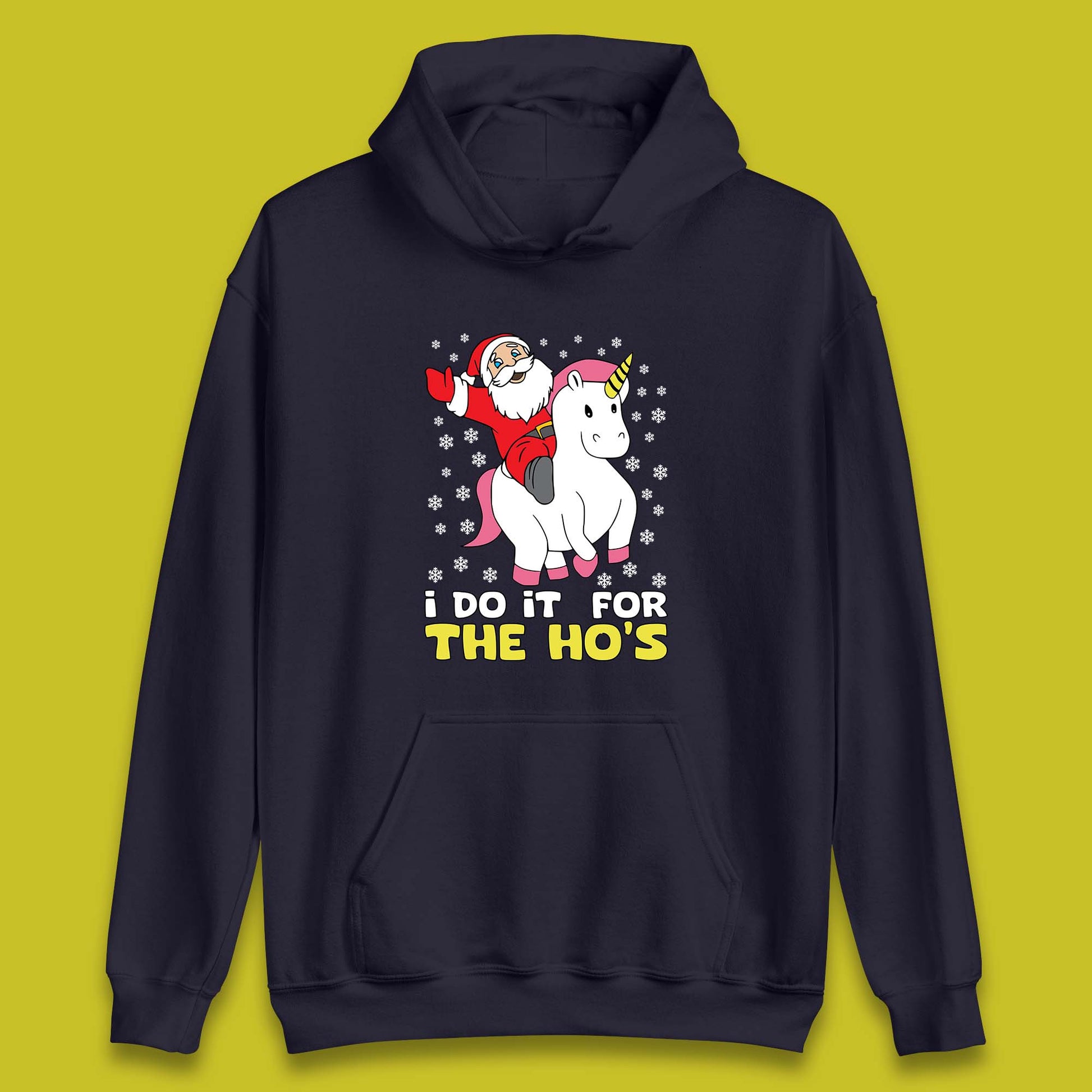 santa riding unicorn hoodie