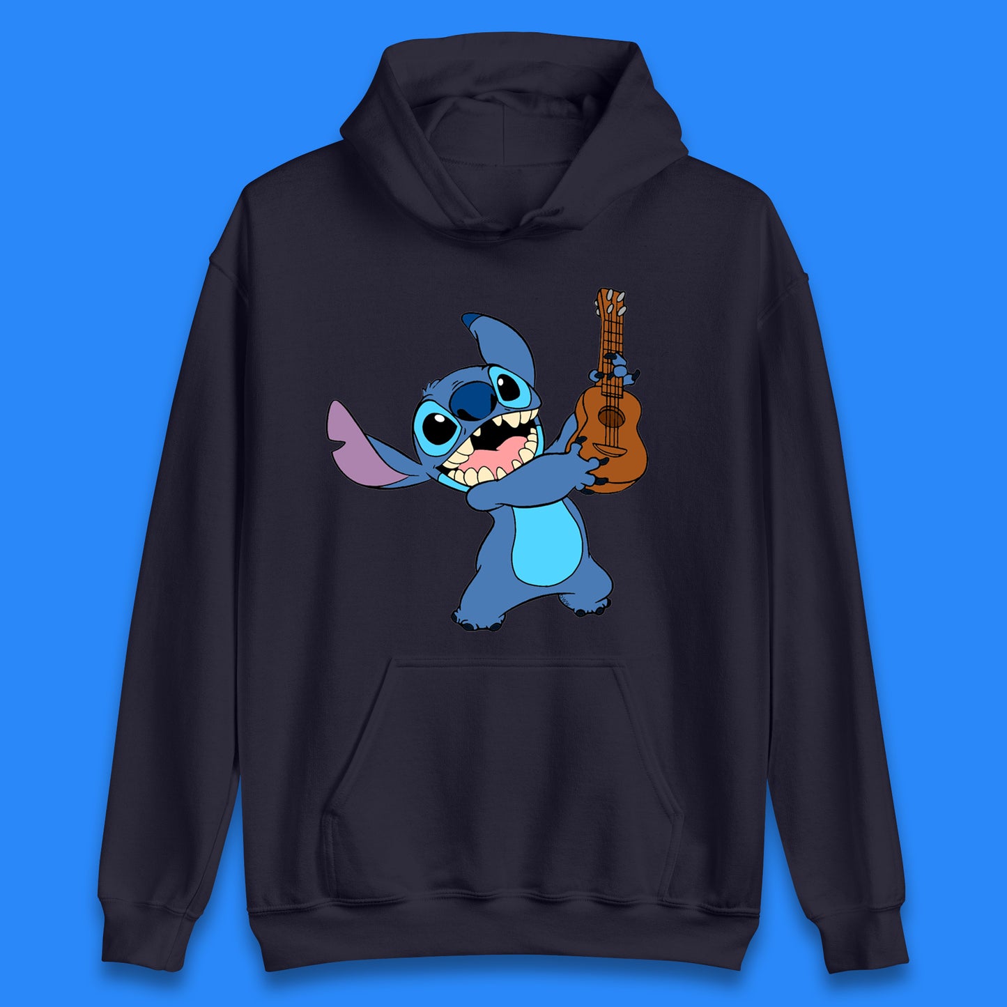 Disney Ohana Playing The Guitar Ohana Lilo & Stitich In Happy Mood Cartoon Character Disney World Unisex Hoodie