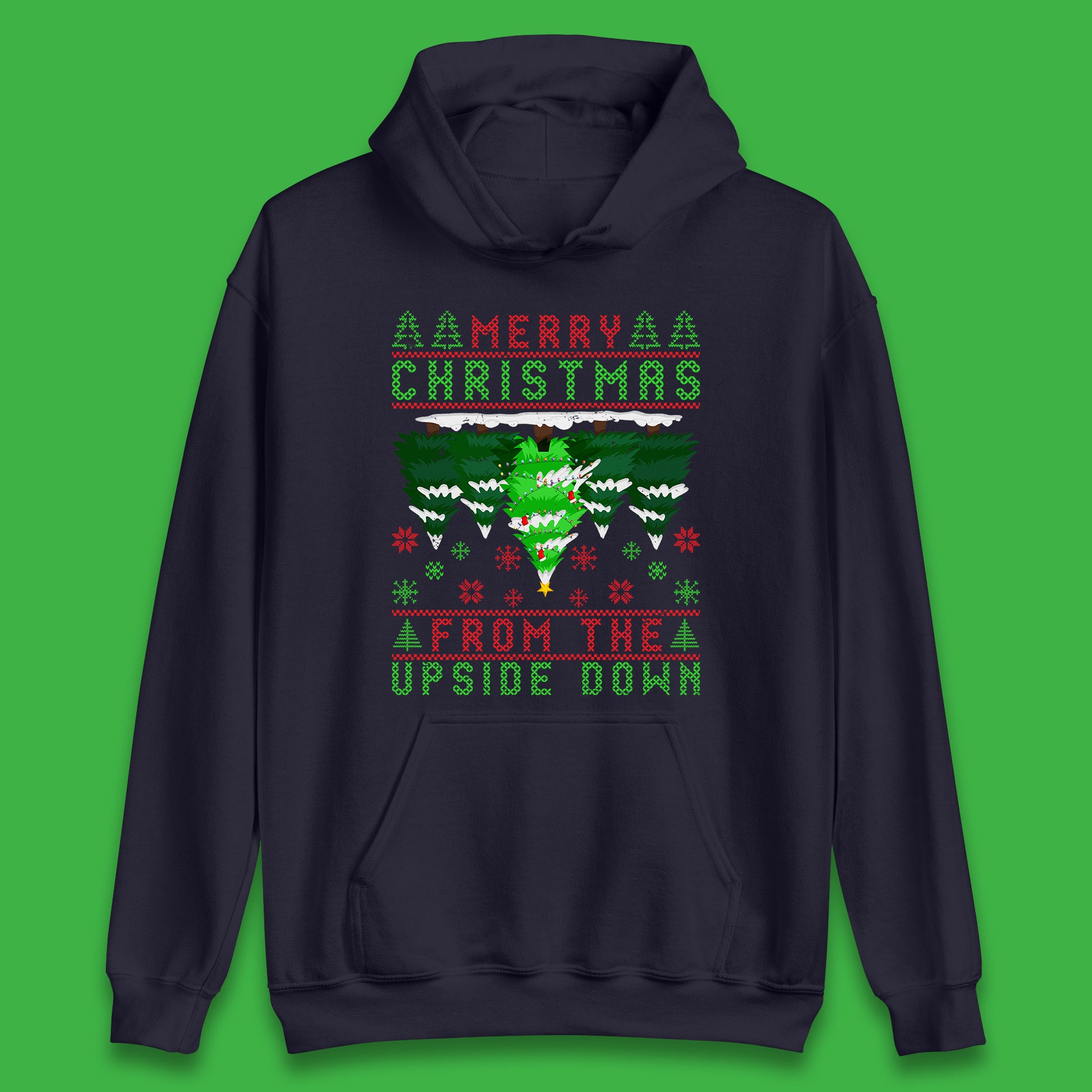 merry christmas from the upside down tree hoodie