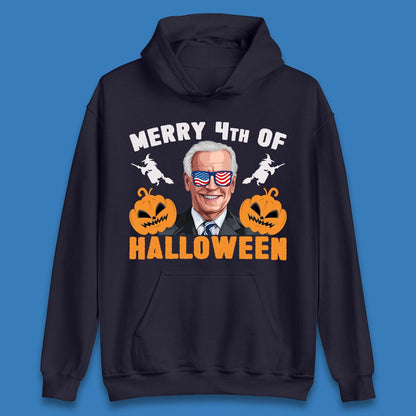 Merry 4th Of Halloween Funny Confused Joe Biden 4th Of July Unisex Hoodie