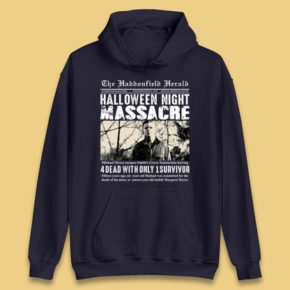 Vintage Halloween Night Massacre 1978 Halloween Newspaper Horror Michael Myers Unisex Hoodie