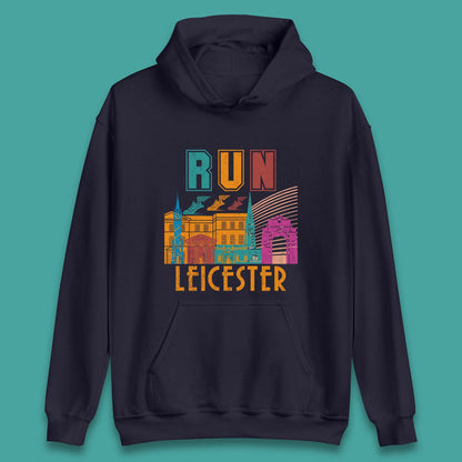 Run Leicester Festival Leicester Skyline Souvenir Race Leicester Running Unisex Hoodie