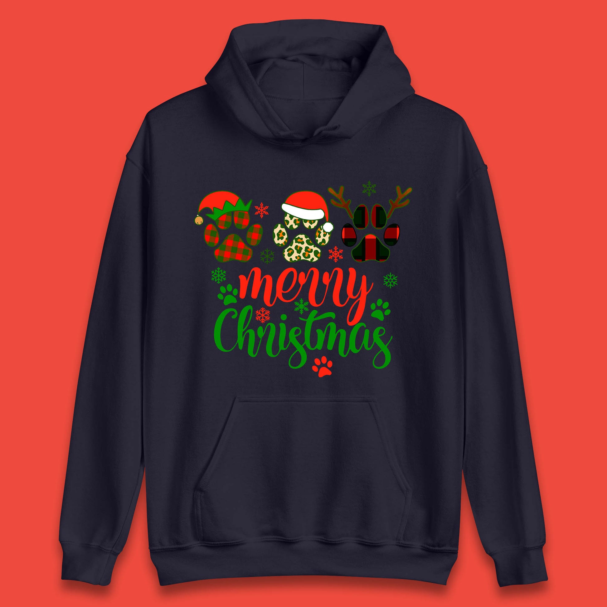 dog & cat paws christmas hoodie