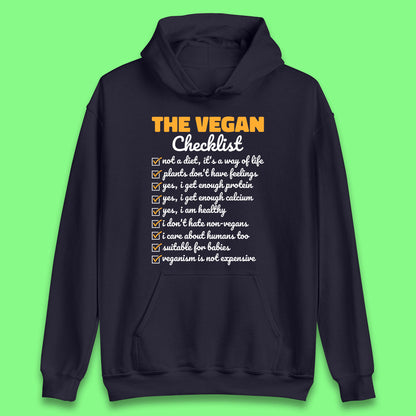 The Vegan Checklist Vegan Activism Funny Pro Vegetarian Checklist Unisex Hoodie