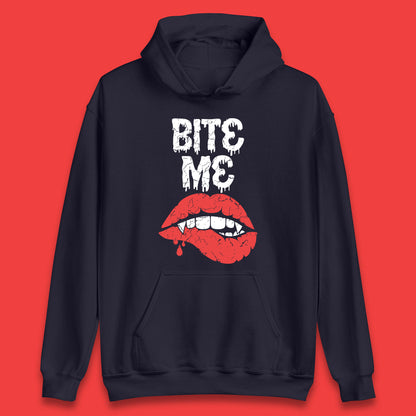 Bite Me Vampire Fangs Halloween Horror Lips Halloween Spooky Party Costume Unisex Hoodie