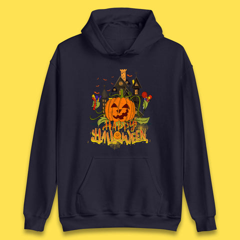 Happy Halloween Spooky Haunted House Halloween Pumpkin Horror Scary Jack-o-lantern Unisex Hoodie