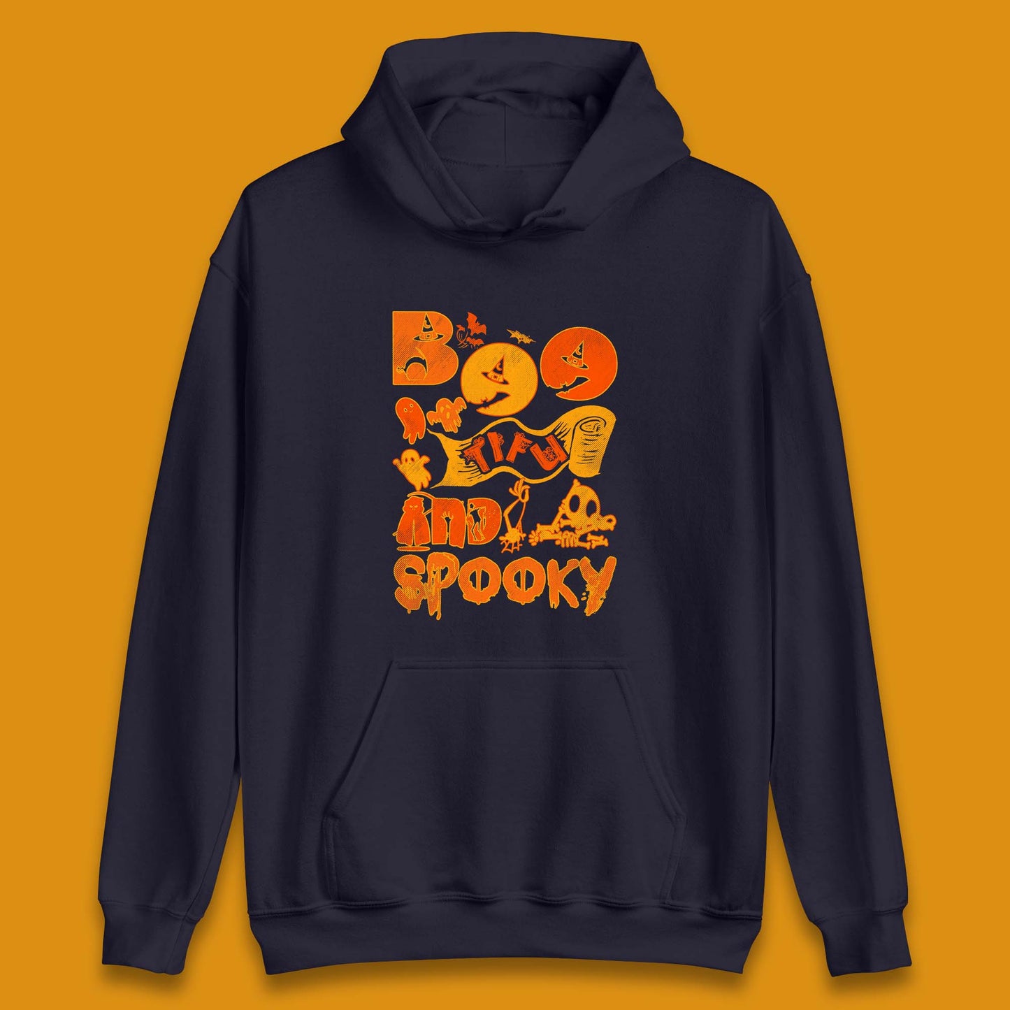 Boo Tiful and Spooky Halloween Horror Scary Boo Ghost Spooky Season Unisex Hoodie