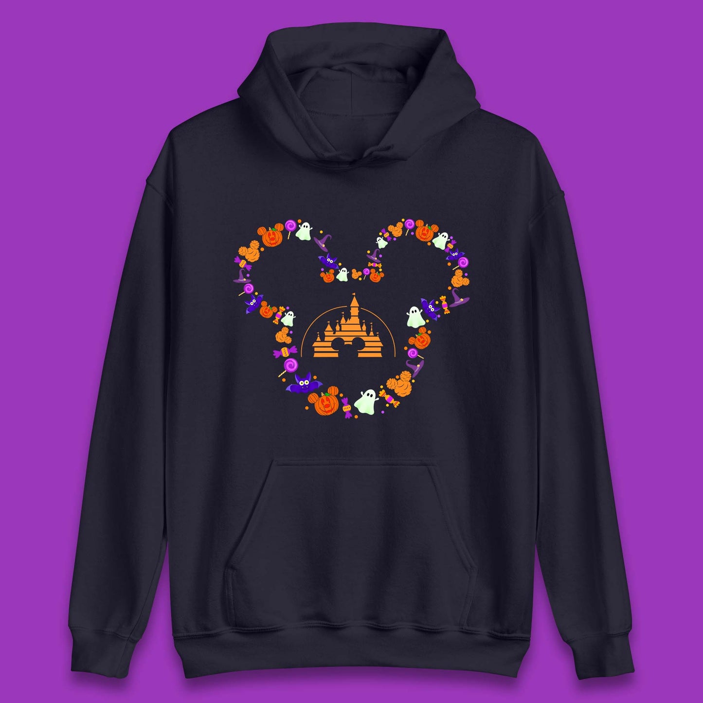 Disney Halloween Mickey Mouse Head Disney Castle Halloween Elements Horror Scary Unisex Hoodie