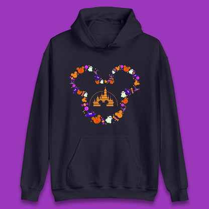 Disney Halloween Mickey Mouse Head Disney Castle Halloween Elements Horror Scary Unisex Hoodie