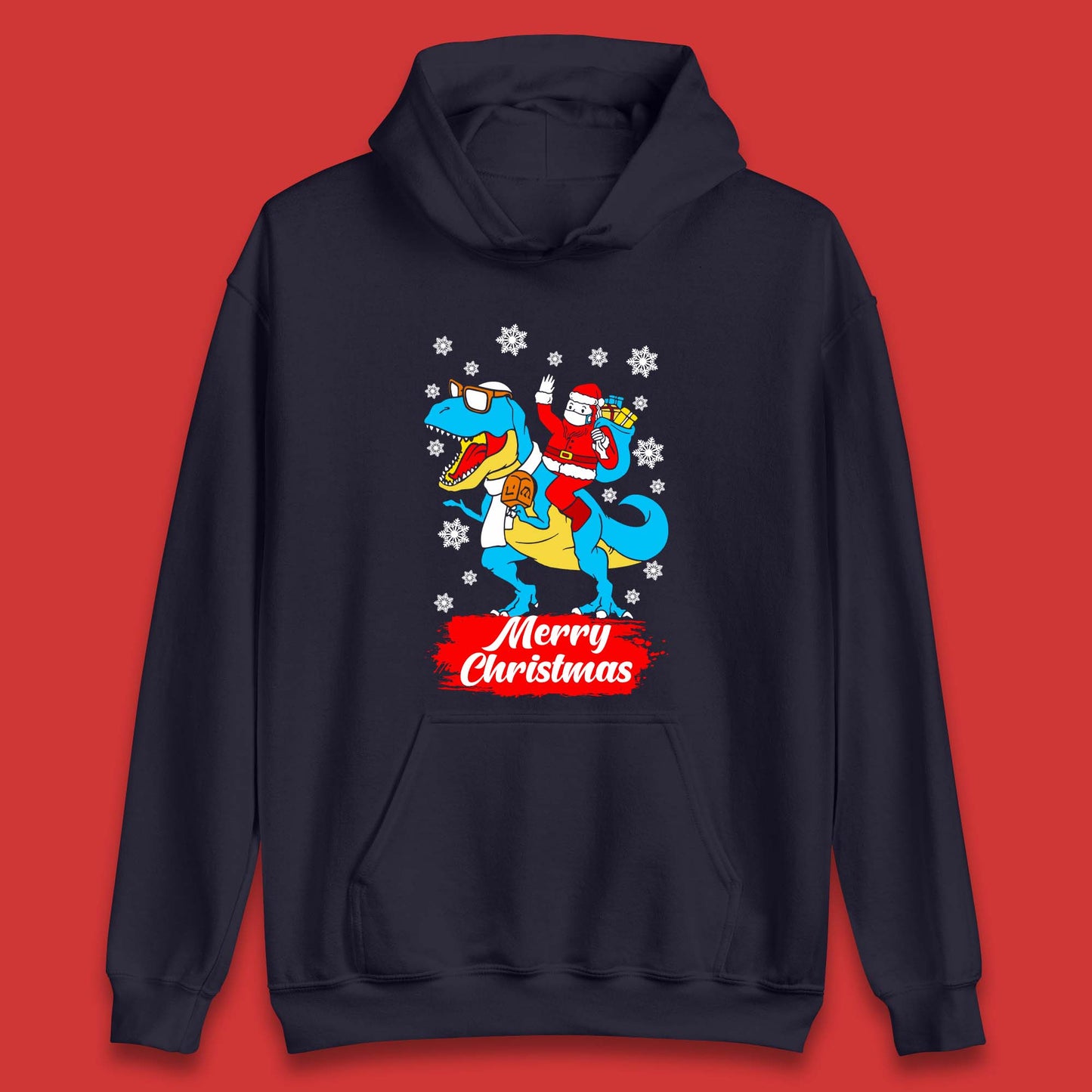 Santa Claus Riding T-Rex Christmas Unisex Hoodie