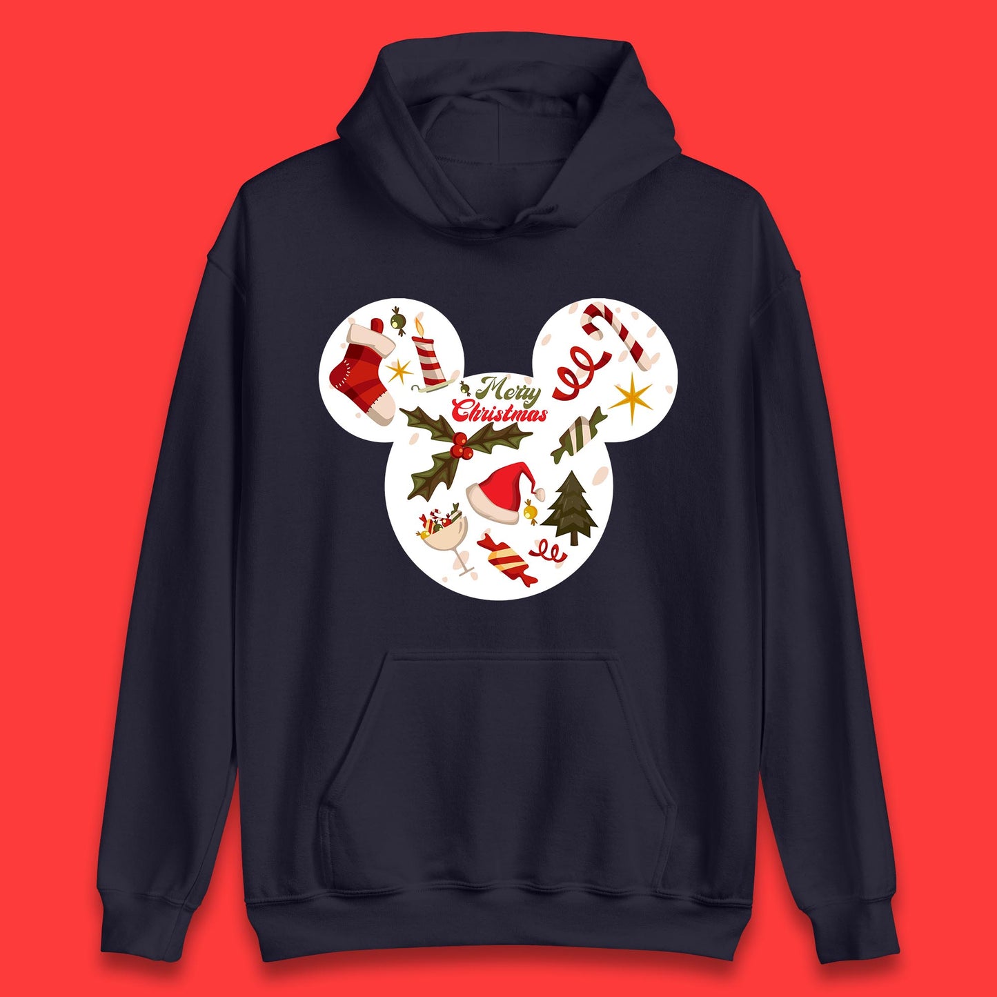 merry christmas disney mickey mouse head hoodie