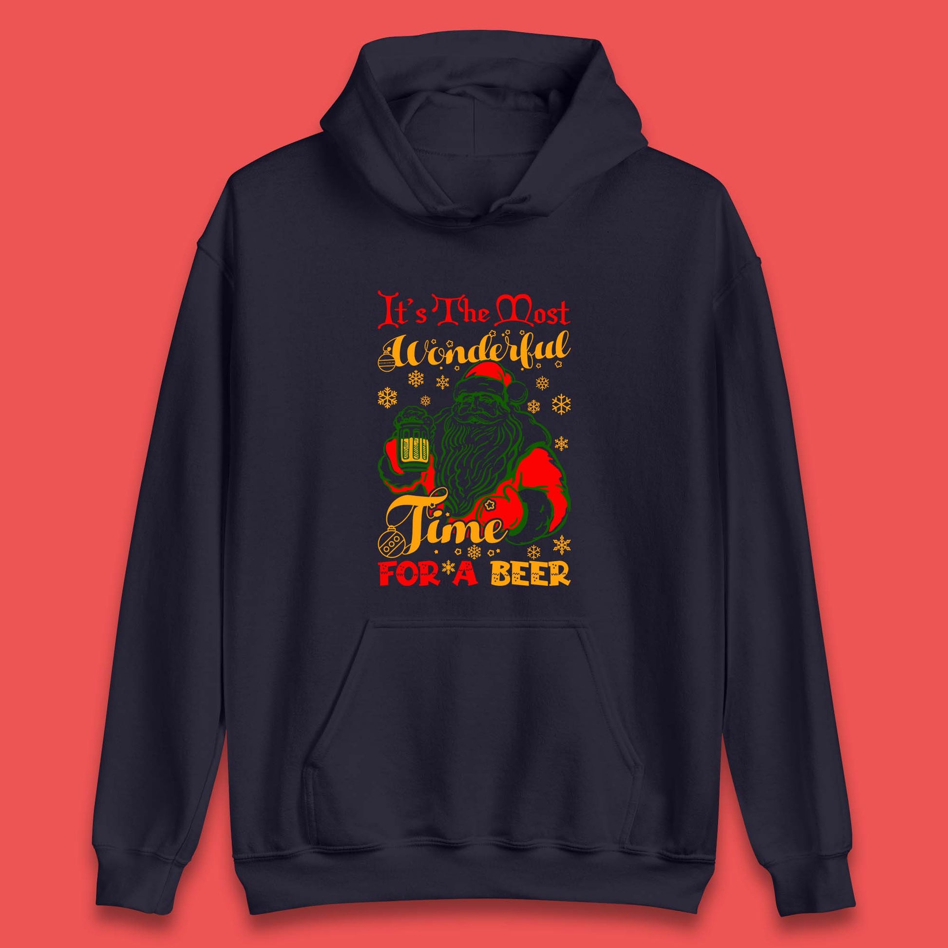 santa drinking beer hoodie