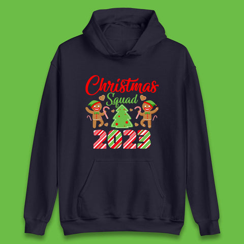 Christmas Squad 2023 Christmas Tree Xmas Gingerbread Man with Candy Cane Unisex Hoodie