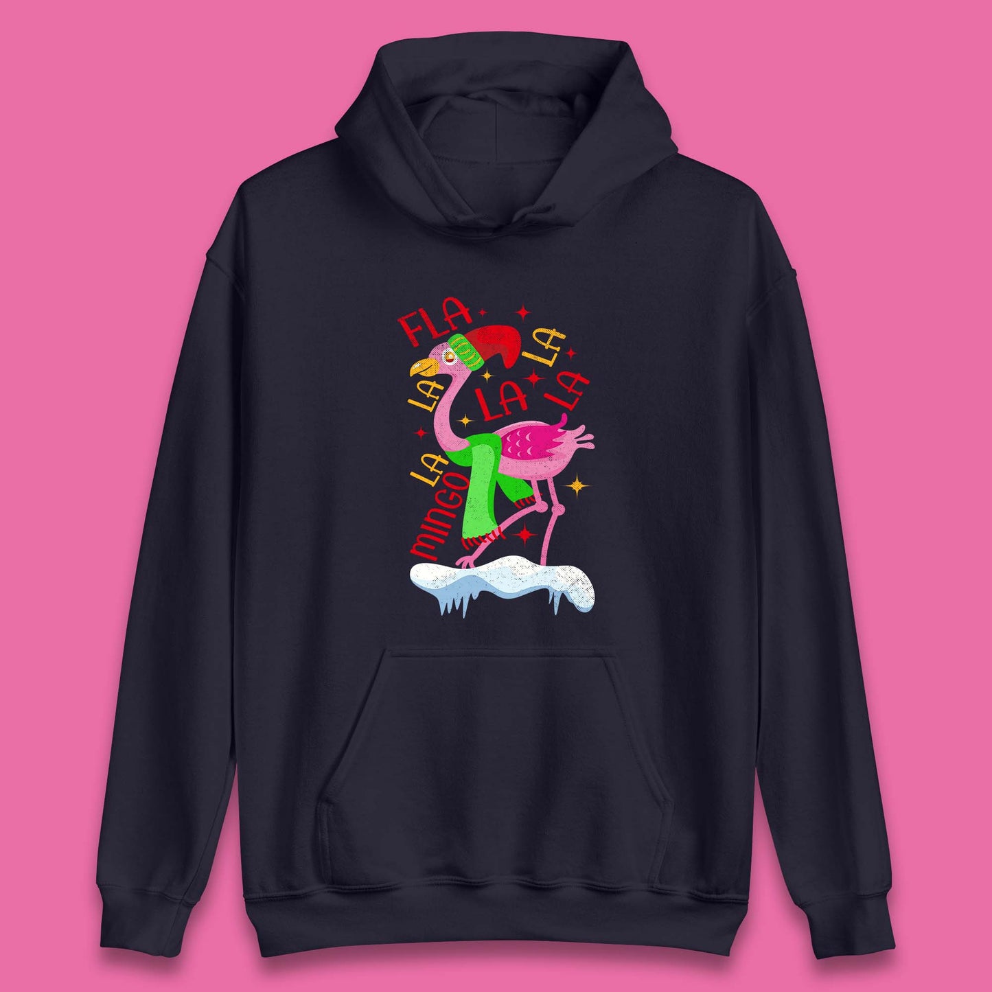 pink flamingo christmas hoodie