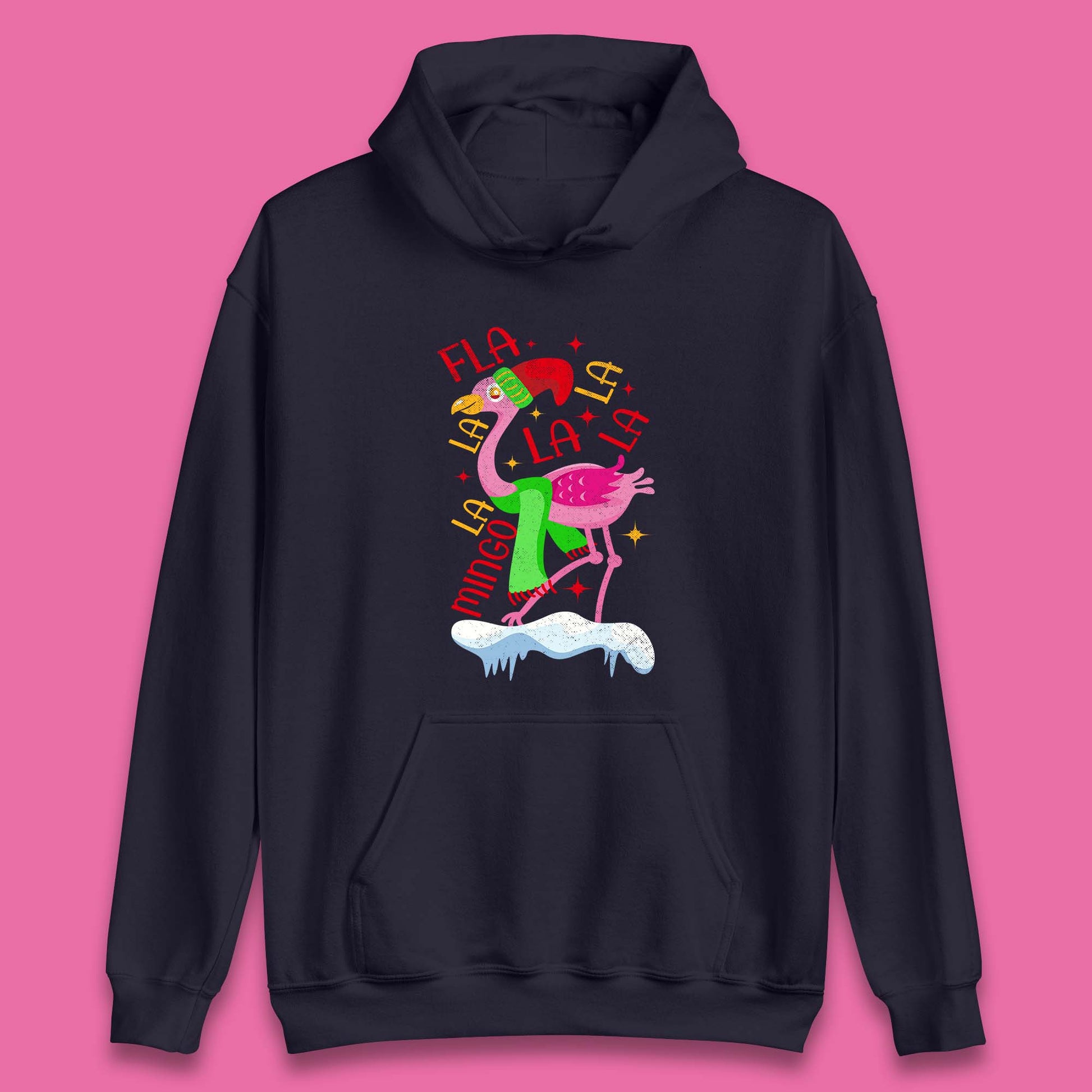 pink flamingo christmas hoodie