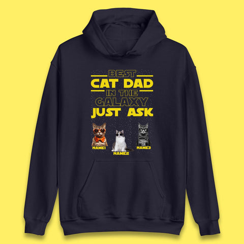 Personalised Best Cat Dad In The Galaxy Unisex Hoodie