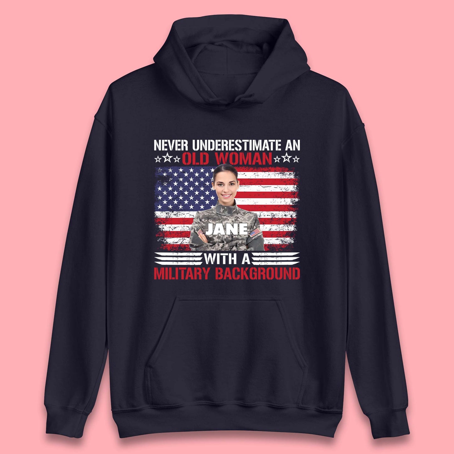 Personalised Never Underestimate An Old Woman Unisex Hoodie