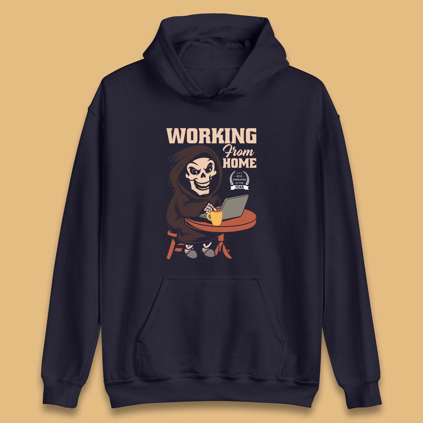 Working From Home Best Employee Of The Year Funny Death Halloween Unisex Hoodie