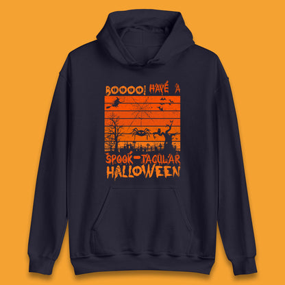 Booo Have A Spook Tacular Halloween Graveyards With Dead Tree Horror Scary Unisex Hoodie