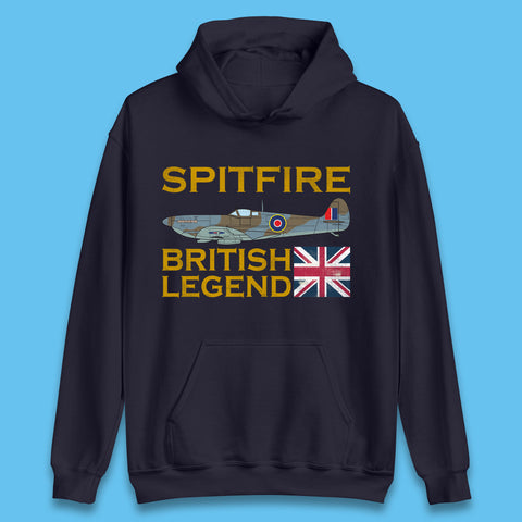 Supermarine Spitfire British Legend Fighter Aircraft Royal Air Force Spitfire WW2 Remembrance Day Unisex Hoodie