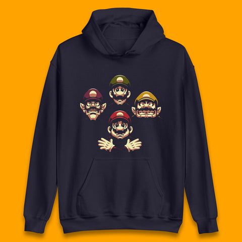 Mario Characters Funny Old Faces Super Mario, Luigi, Wario And Waluigi Game Players Mario Bro Toad Retro Gaming Unisex Hoodie