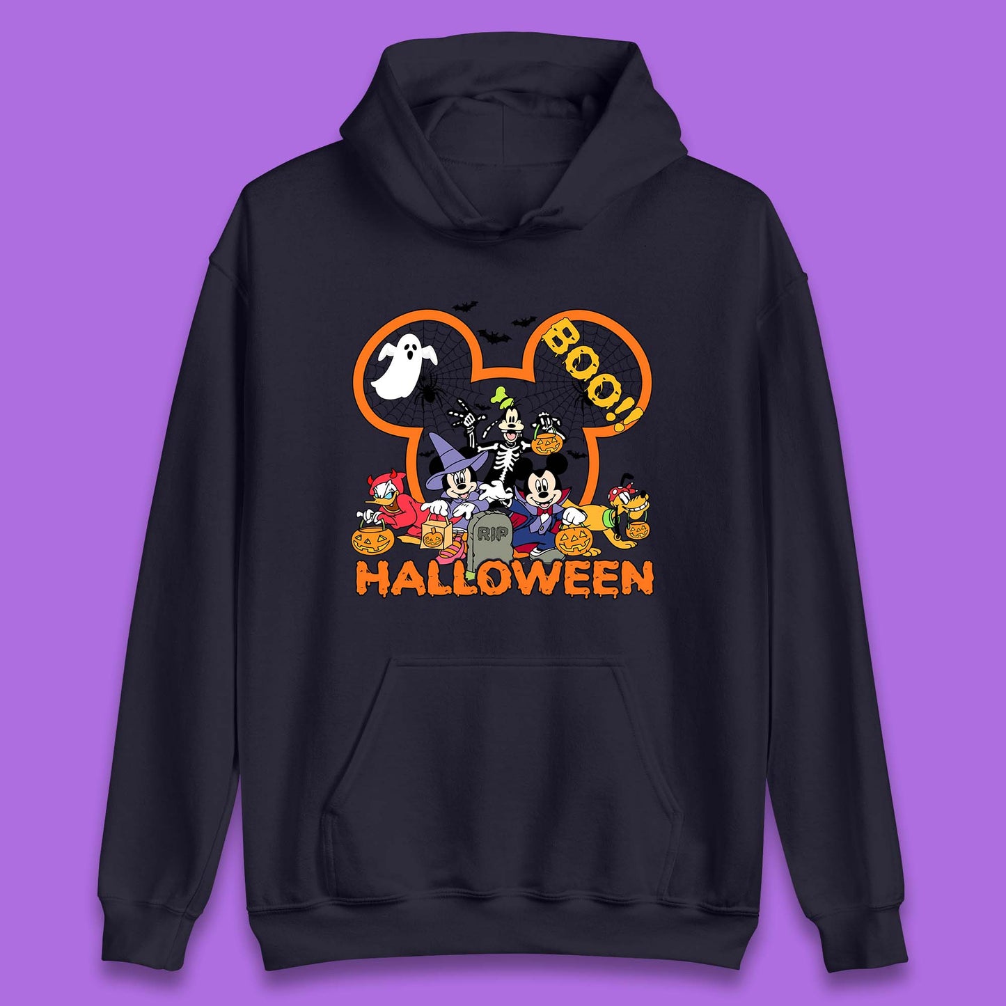 Disney Halloween Mickey Mouse Minnie Mouse Boo Ghost Friends Donald Duck Pluto Goofy Cartoon Disneyland Trip Unisex Hoodie