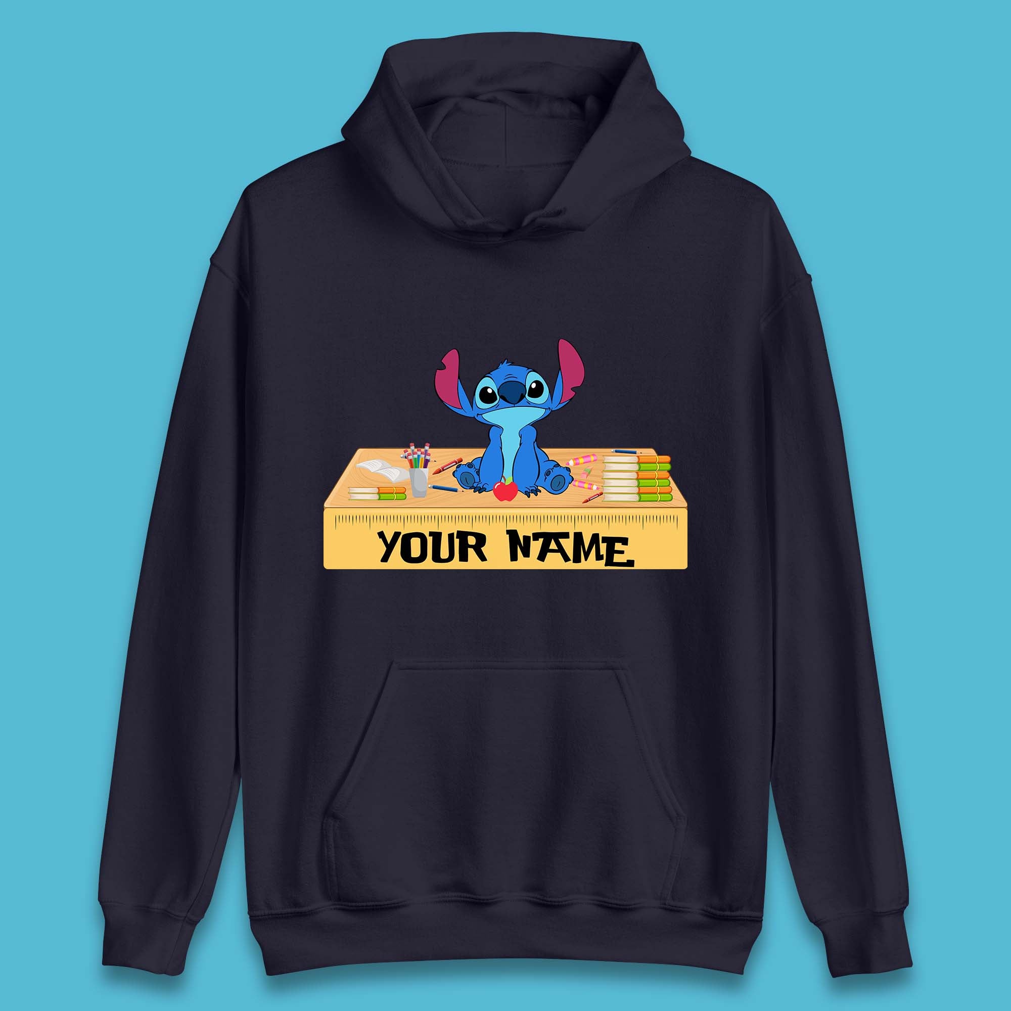 Personalised Disney Stitch Welcome Back To School Your Name Lilo & Stitch School First Day Of School Unisex Hoodie
