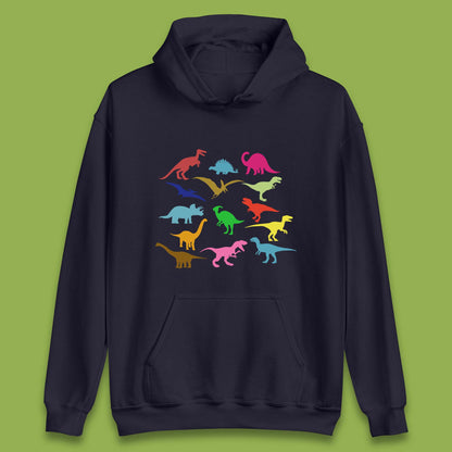 Colourful Dinosaurs Dino Fossil Dinosaurs Wild Nature Prehistoric Paleontology Velociraptor Unisex Hoodie