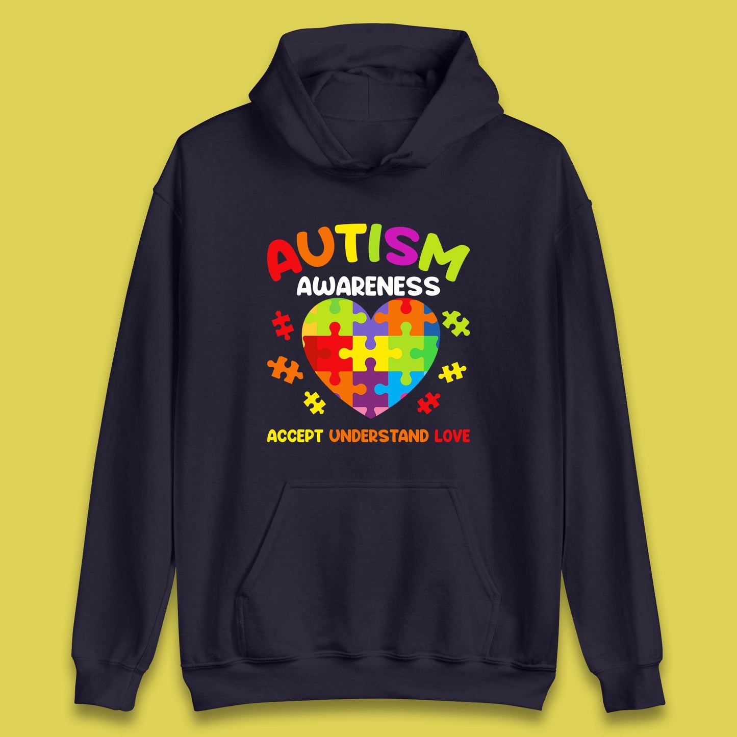 Autism Awareness Accept Understand Love Puzzle Heart Autism Support Unisex Hoodie