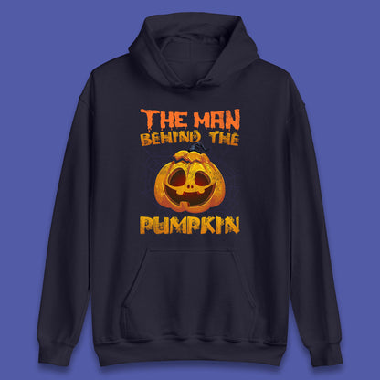 The Man Behind The Pumpkin Halloween Pregnancy Baby Announcement New Dad Gift Unisex Hoodie
