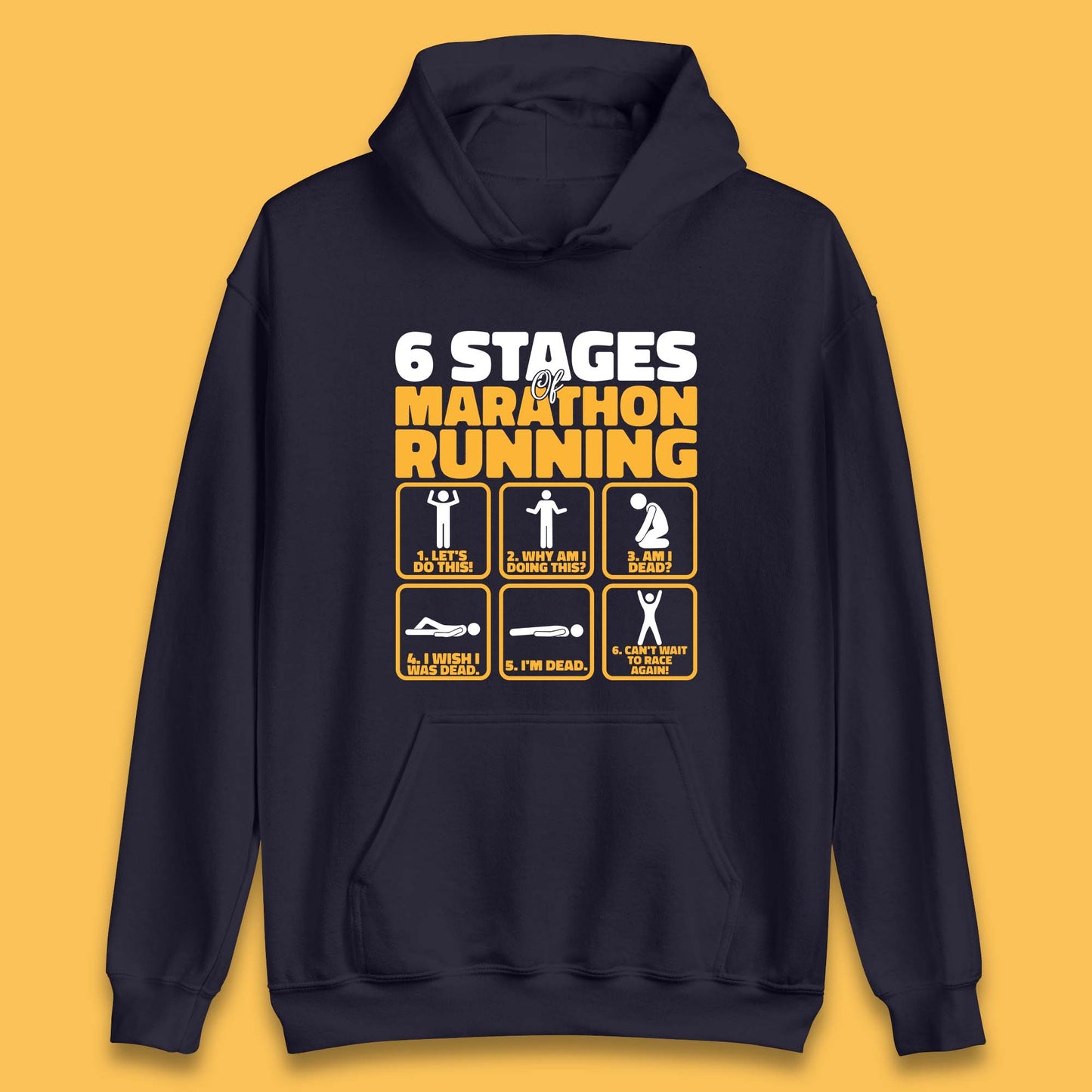 6 Stages Of Marathon Running Athletics Unisex Hoodie