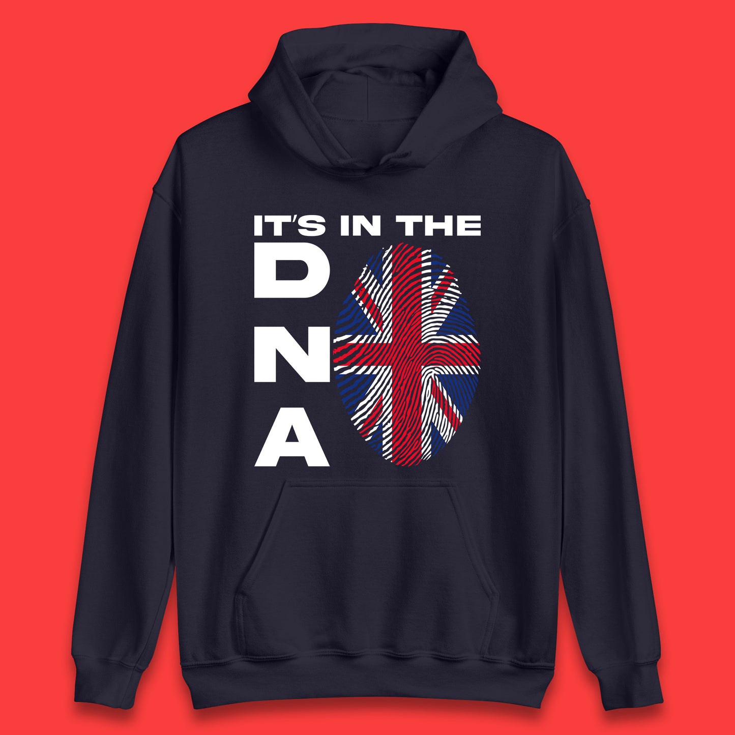 It's In My DNA Uk Union Jack Flag Fingerprint United Kingdom London Souvenirs British Flag Unisex Hoodie