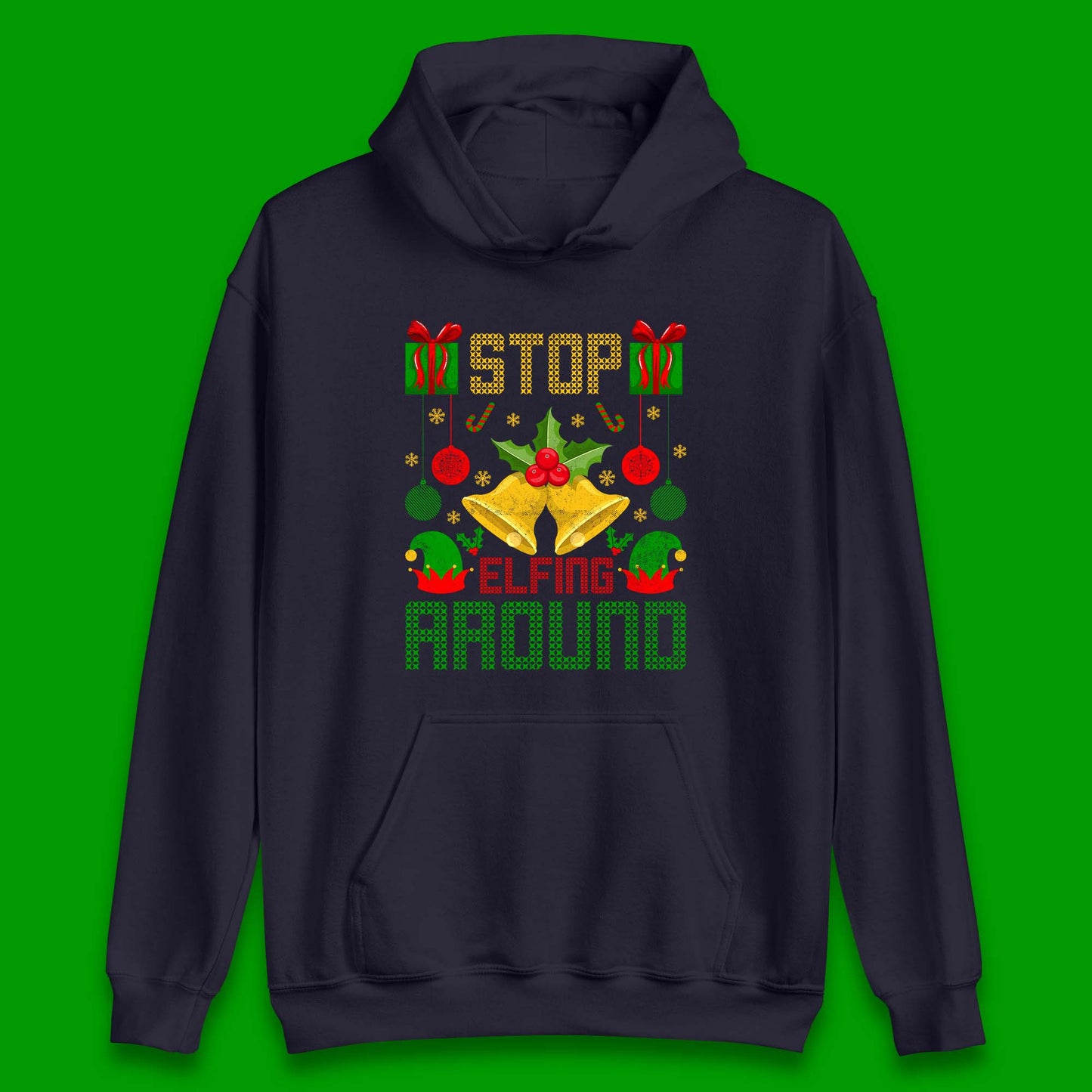 christmas stop elfing around hoodie