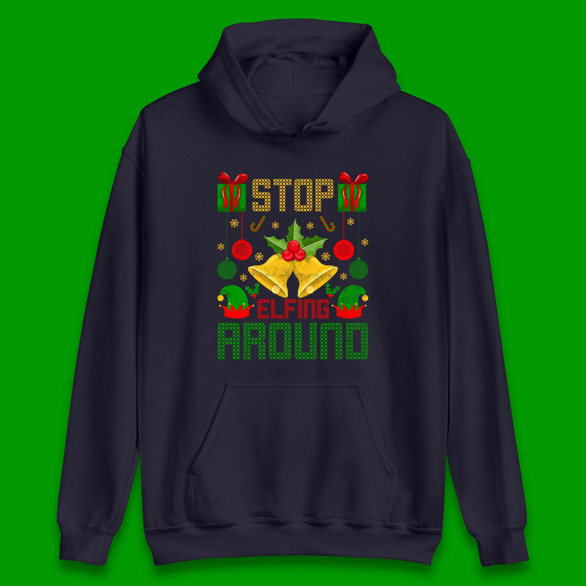christmas stop elfing around hoodie