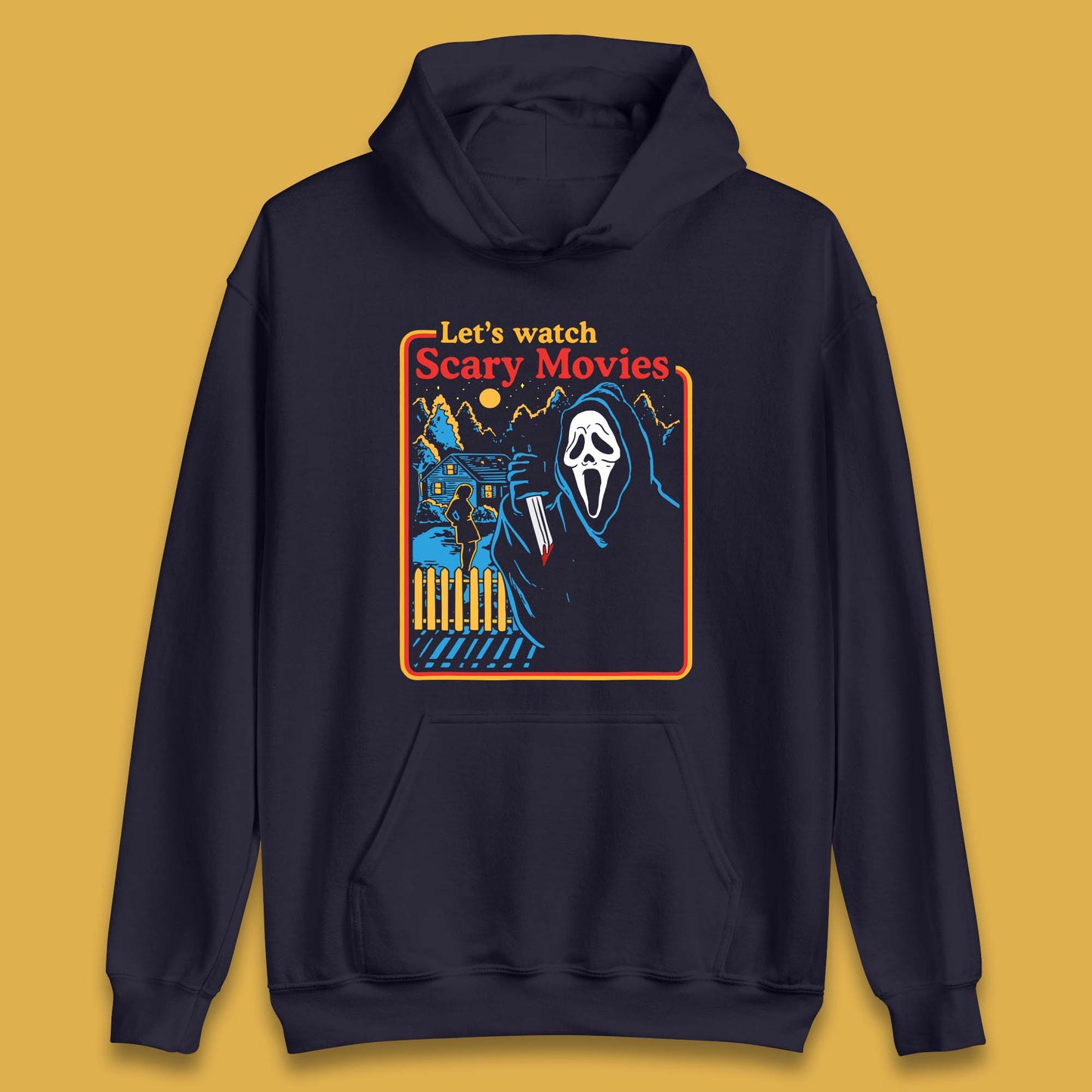 Let's Watch Scary Movies Screaming Ghostface Scream Watch Scary Halloween Unisex Hoodie